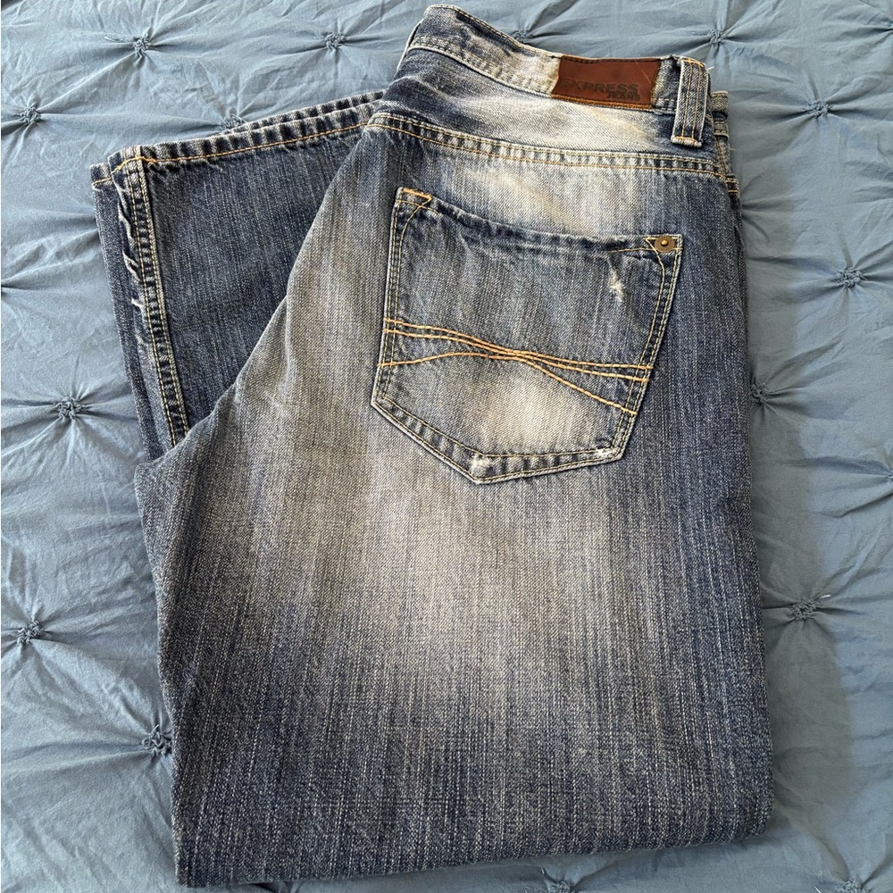 Express Faded Blue Bootcut Jeans